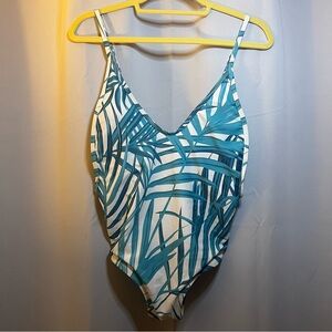 cupshe teal bamboo leaves one piece swim